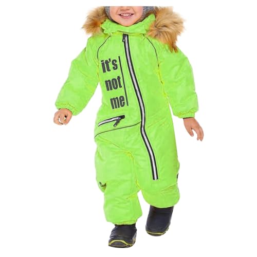 Unisex Kinder Skioverall Wasserdicht Schneeanzug mit Kapuze Atmungsaktiv Schneeoverall Winddicht Skianzug für Jungen Mädchen Verdickt Warm Winteranzug Warmes Daunenjacke Set (Green-A, 6-7 Years) von Allegorly