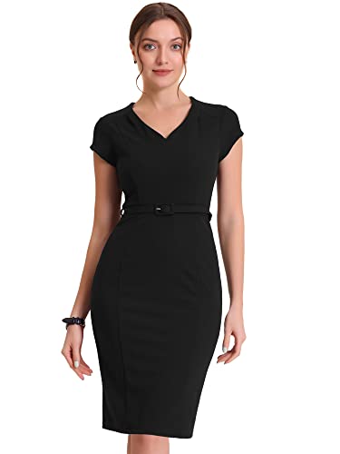 Allegra K Bleistiftkleid für Damen, 2023, V-Ausschnitt, Flügelärmel, erhöhte Taille, Arbeit, Business, figurbetontes Etuikleid, Schwarz , XL Allegra K Bleistiftkleid für Damen, 2023, V-Ausschnitt, Flügelärmel, erhöhte Taille, Arbeit, Business, figurbetontes Etuikleid, Schwarz , XL von Allegra K