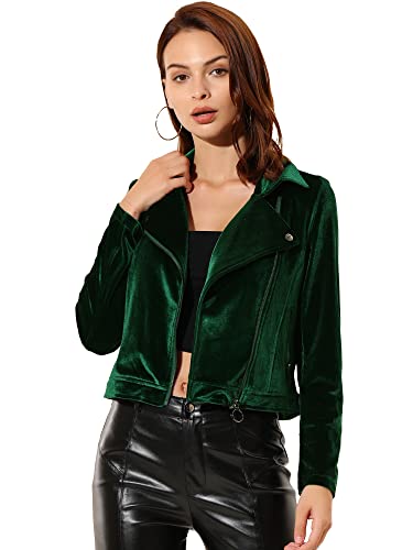 Allegra K Damen Samt Reißverschluss Reverskragen Moto Bikerjacke Grün M Allegra K Damen Samt Reißverschluss Reverskragen Moto Bikerjacke Grün M von Allegra K