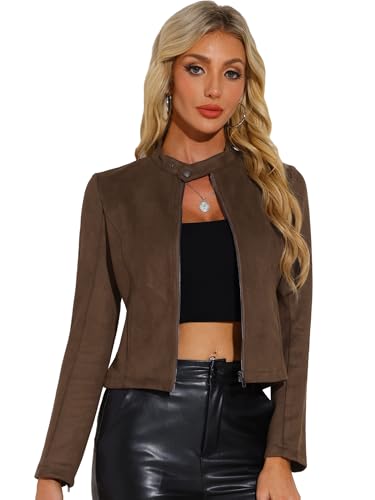 Allegra K Damen Faux Wildleder Jacke Stehkragen Reißverschluss Kurze Bikerjacke Kaffee S Allegra K Damen Faux Wildleder Jacke Stehkragen Reißverschluss Kurze Bikerjacke Kaffee S von Allegra K