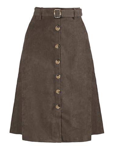 Allegra K Damen Hoher Taille A-Linien-Knöpfe Vorne Gürtel Cordrock Euro Midiröcke Grau-braun XL Allegra K Damen Hoher Taille A-Linien-Knöpfe Vorne Gürtel Cordrock Euro Midiröcke Grau-braun XL von Allegra K