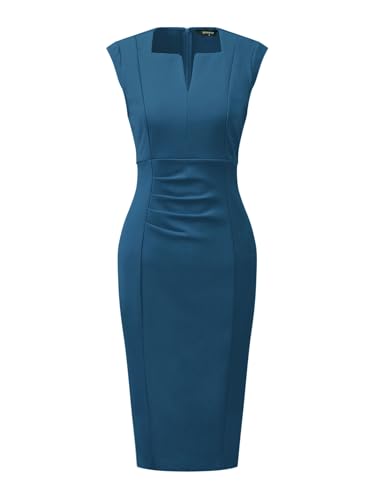 Allegra K Damen Kleid Flügelärmel V-Ausschnitt Plissee Elegant Arbeit Business Etuikleid Seeblau M Allegra K Damen Kleid Flügelärmel V-Ausschnitt Plissee Elegant Arbeit Business Etuikleid Seeblau M von Allegra K