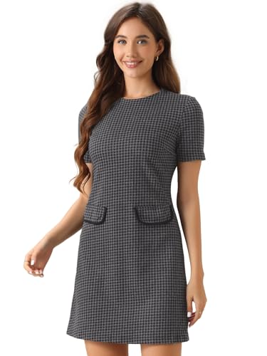 Allegra K Damen Kurzarm Rundhals Kariert Vintage Business Etuikleid Minikleid Kleid Graues Hahnentrittmuster M Allegra K Damen Kurzarm Rundhals Kariert Vintage Business Etuikleid Minikleid Kleid Graues Hahnentrittmuster M von Allegra K