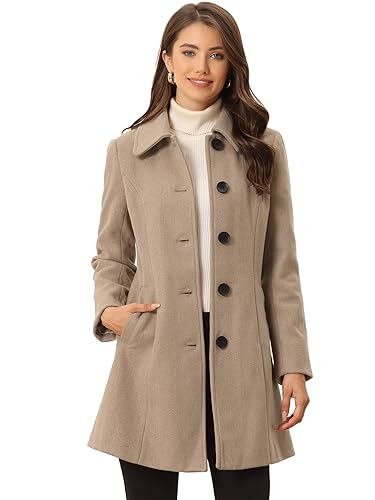 Allegra K Damen Langarm Mantel Revers Knopfleiste Elegant Arbeit Wintermantel Hell Braun XS Allegra K Damen Langarm Mantel Revers Knopfleiste Elegant Arbeit Wintermantel Hell Braun XS von Allegra K