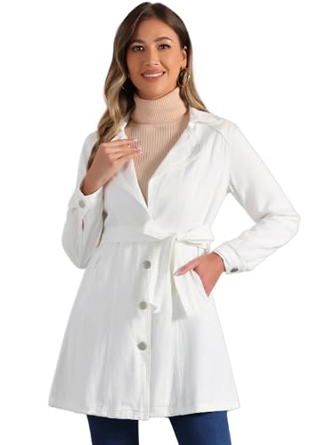 Allegra K Damen Langarm Umlegekragen Button Bindegürtel Jeans Trenchcoat Mantel Weiß S Allegra K Damen Langarm Umlegekragen Button Bindegürtel Jeans Trenchcoat Mantel Weiß S von Allegra K