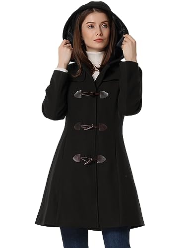 Allegra K Damen Wintermantel Mitte Oberschenkel Kapuze Toggle Duffle Long Coat, Schwarz, L Allegra K Damen Wintermantel Mitte Oberschenkel Kapuze Toggle Duffle Long Coat, Schwarz, L von Allegra K