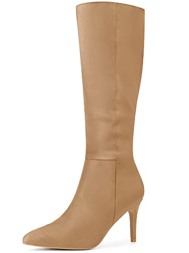 Allegra K Kniehohe Stiefel mit spitzer Spitze und Stilettoabsatz für Damen Khaki 39 von Allegra K