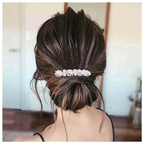 Allereya Perlen-Haarkamm Haarspange Perlen-Haarspangen-Kamm Faux-Perlen-Hochzeits-Kopfbedeckungen Französische Perlen-Kopf-Kamm-Clip Braut-Haar-Accessoires für Frauen und Mädchen (Stil D) von Allereya