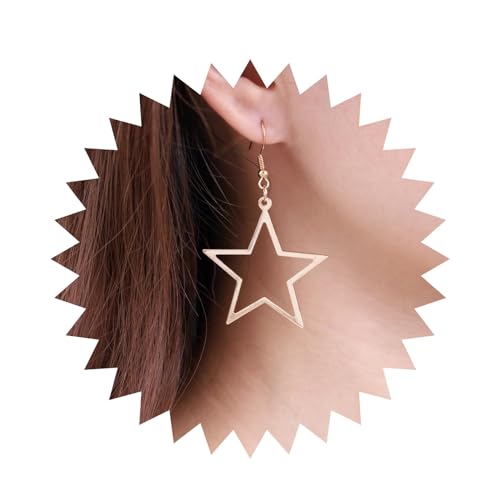 Allereya Vintage Hohle Sterntropfen-Ohrringe Stern-Baumel-Ohrringe Gold Sternhaken-Ohrringe Offene Stern-Ohrringe Schmuck Für Frauen Und Mädchen (gold) von Allereya