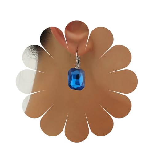 Allereya Vintage Quadratische Saphir Ohrringe Strass Saphir Ohrringe Blau Topas Ohrringe Silber Ohrstecker Ohrringe Schmuck Für Frauen Und Mädchen (blau) von Allereya