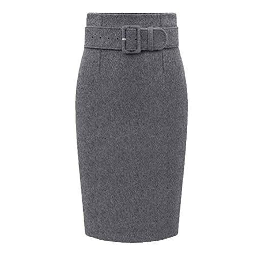 Alloaone Damen Mode knielanger Rock vorne Schärpen Bleistiftrock Femme, grau, 40 Alloaone Damen Mode knielanger Rock vorne Schärpen Bleistiftrock Femme, grau, 40 von Alloaone