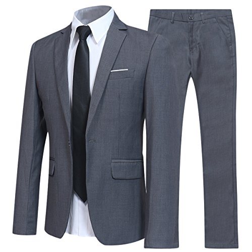 Allthemen Anzug Herren Anzüge Slim Fit 2 Teilig für Business Herrenanzug Sakko Hose Grau M von Allthemen