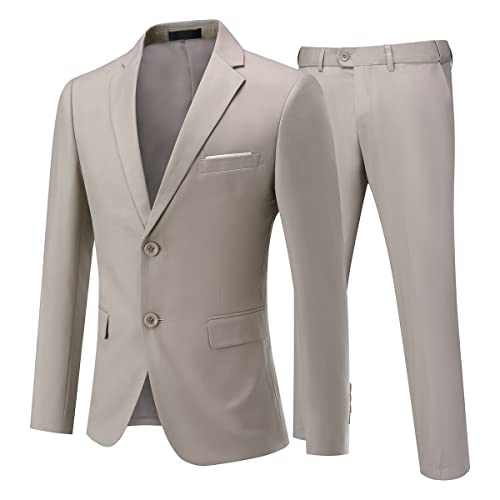 Allthemen Anzug Herren Anzug 2 Teilig Slim Fit Herrenanzug Hochzeit Anzüge Herren Modern Sakko für Business Beige M von Allthemen