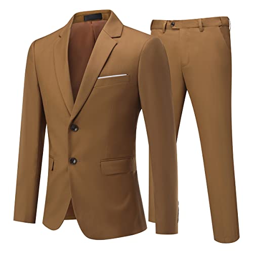 Allthemen Anzug Herren Anzug 2 Teilig Slim Fit Herrenanzug Hochzeit Anzüge Herren Modern Sakko für Business Kaffee 3XL von Allthemen