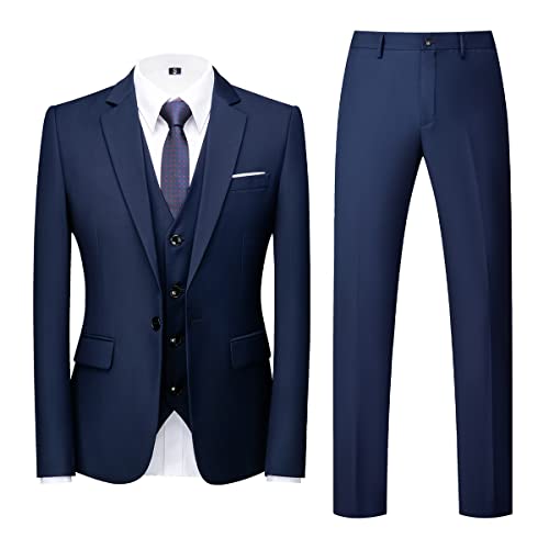 Allthemen Anzug Herren Anzug 3 Teilig Slim FIt EIN Knopf Anzüge Hochzeit Buisness Sakko Weste Hose Blau1 3XL von Allthemen