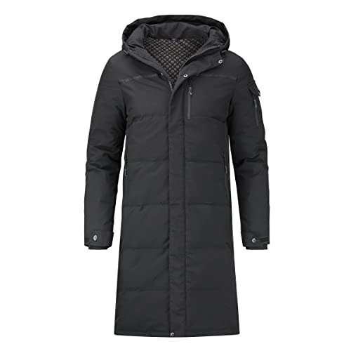 Allthemen Daunenmantel Herren Winter Lange Steppmantel mit Kapuze Warm Wintermantel Winterparka #866 Schwarz XXL von Allthemen