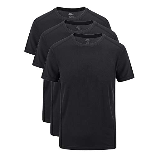 Allthemen Herren 3er Pack Shirt Kurzarm Funktionsshirt T-Shirt Rundhals Einfarbig Männer Kurzarmshirt Basic Trainingsshirt schwarz+schwarz+schwarz XL von Allthemen