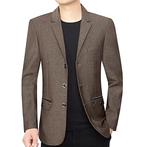 Allthemen Herren Sakko Slim Fit 3 Knöpfe Blazer Business Anzugjacke Modern Jackett Freizeit Kaffee XXL von Allthemen