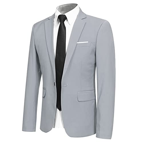 Allthemen Herren Sakko Slim Fit Sportlich Blazer Anzugjacke 1 Knopf Business Hochzeit Hellgrau 3XL Allthemen Herren Sakko Slim Fit Sportlich Blazer Anzugjacke 1 Knopf Business Hochzeit Hellgrau 3XL von Allthemen