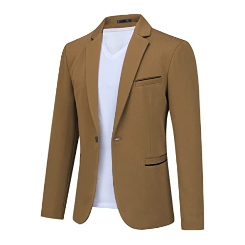 Allthemen Herren Sakko Sportlich Slim Fit Blazer Männer Modern Freizeit Jackett Business Anzugjacke Kaffee XS von Allthemen