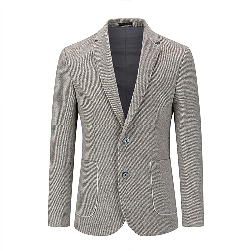 Allthemen Herren Sakko Wolle Tweed Klassisch Blazer 2 Knöpfe Gefütterter Winterjacke mit Streifen Übergangsjacke für Winter Kaffee L von Allthemen