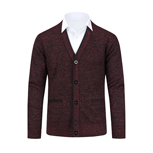 Allthemen Herren Strickjacke mit V Ausschnitt Gefüttert Cardigan mit Knöpfen Grobstrick Pullover Männer Warm Übergangsjacke Weinrot XL Allthemen Herren Strickjacke mit V Ausschnitt Gefüttert Cardigan mit Knöpfen Grobstrick Pullover Männer Warm Übergangsjacke Weinrot XL von Allthemen