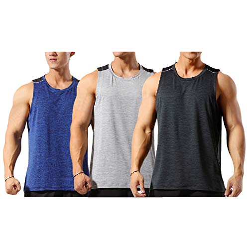 Allthemen Herren Tank Top Sport Sommer Tanktop Schnelltrocknendes Muskelshirt Achselshirts Ärmelloses Fitness Shirt #003 3er Set 2 L von Allthemen