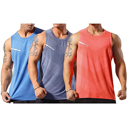 Allthemen Herren Tank Top Sport Sommer Tanktop Schnelltrocknendes Muskelshirt Achselshirts Ärmelloses Fitness Shirt 3er Pack S von Allthemen