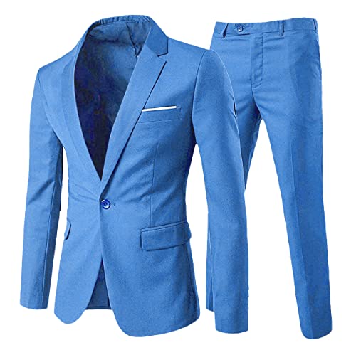 Allthemen Herrenanzug 2 Teilig Slim Fit Anzüge Business Hochzeitanzug für Männer Blau1 M von Allthemen