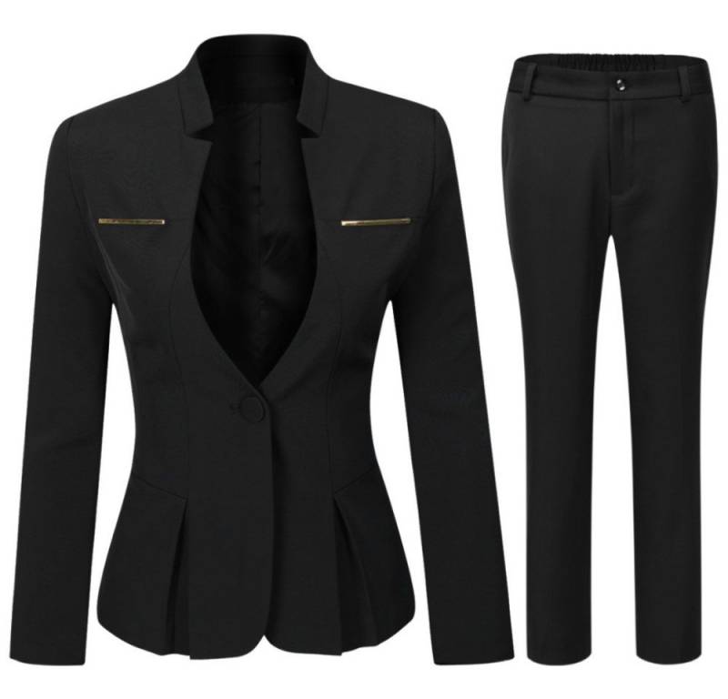 Allthemen Hosenanzug (2 tlg) Damen Eleganter Business Anzug Set mit einem Knopf von Allthemen