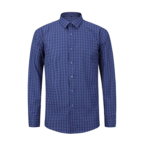Allthemen Kariertes Hemd Herren Langarm Check Shirt Casual Trachtenhemd Regular Fit Männer #27 Blau XL von Allthemen