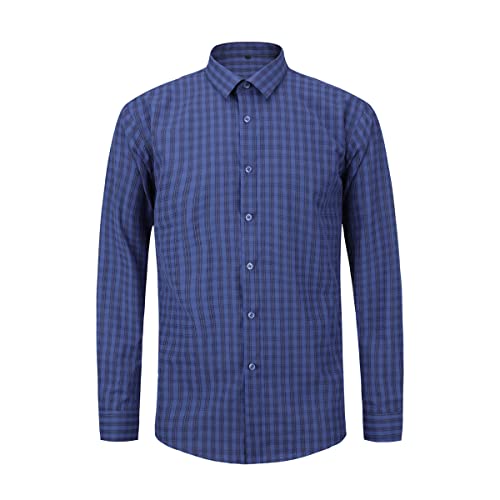 Allthemen Kariertes Hemd Herren Langarm Check Shirt Casual Trachtenhemd Regular Fit Männer #27 Blau XXL von Allthemen