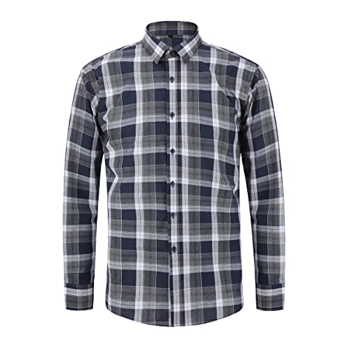 Allthemen Kariertes Hemd Herren Langarm Check Shirt Casual Trachtenhemd Regular Fit Männer #32 Blau L von Allthemen