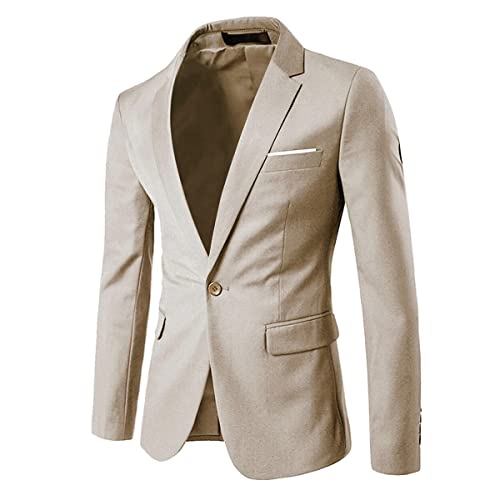 Allthemen Sakko Herren Slim Fit Anzugjacke EIN Knopf Sakko Business Beige1 L von Allthemen