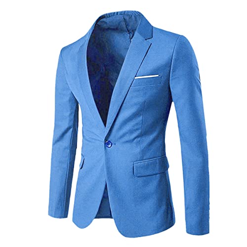 Allthemen Sakko Herren Slim Fit Anzugjacke EIN Knopf Sakko für Business Blau1 L von Allthemen