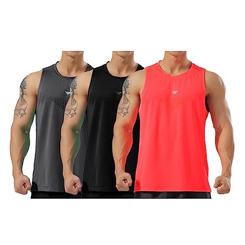 Allthemen Tank Top Herren Sport Schnelltrocknen Unterhemd Ärmelloses Weste Sommer Muskelshirt für Fitnessstudio 3er Set 2 XS von Allthemen