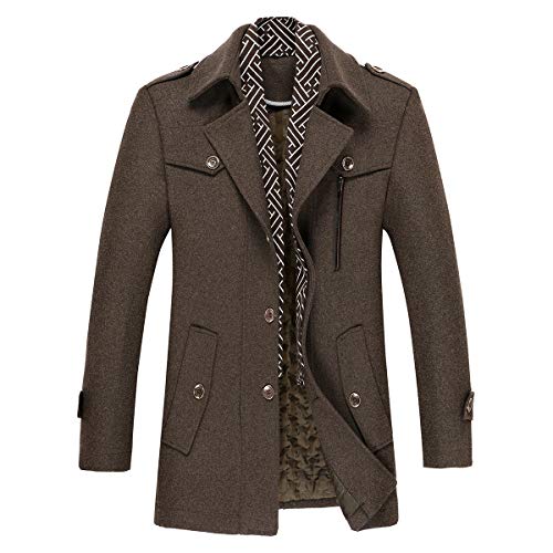 Allthemen Wintermantel Herren Slim Fit Kurzmantel Herren Wolle Warm Mantel Wollmantel Mantel Winter Kaffee XXL von Allthemen