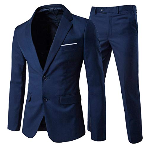 Allthemen Anzug Herren Anzug 2 Teilig Slim Fit Herrenanzug Hochzeit Anzüge Herren Modern Sakko für Business Dunkelblau(2 Knöpfe) XXL von Allthemen