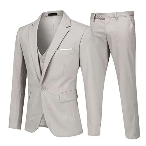 Anzug Herren Slim Fit 3 Teilig Anzüge Herrenanzug Sakko Hochzeit Business Griege XXL von Allthemen