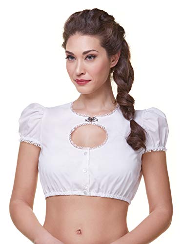 Almbock Dirndlbluse weiß - Dirndlbluse Kurzarm mit schönem Ausschnitt - Dirndl Bluse weiß 36 - Modell Julia von Almbock