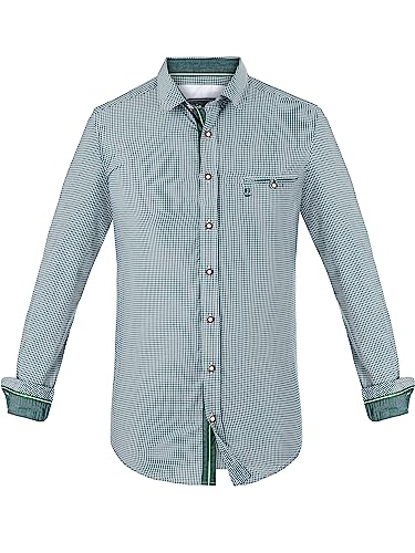 Almbock Exklusive Trachtenhemden | Hemd in grün mit Made in Germany | Hemd Langarm zur Hochzeit oder Oktoberfest in Größe XL von Almbock