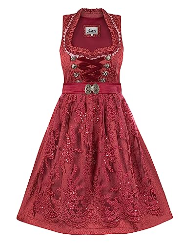 Almbock Trachten Dirndl | Dirndl Damen Midi elegant in Beere Made in Germany | Festliche Dirndl Midi für Verschiedene Anlässe Größe 38 von Almbock