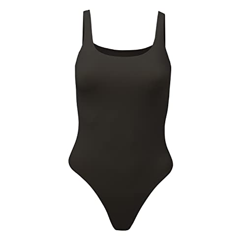 Almere Low Back Contour Tank High Cut Thong Bodysuit, No Snap, Women's Bodysuit, No Bra Neded, Body Sculpt Body, Schwarz, M von Almere