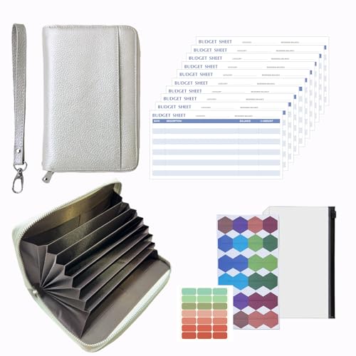 Budget Geldbörse,Budget-Planer,Cash Stuffing Savings Challenge,RFID-Schutz, Cash Umschlag Geldbörse, All in One Budget-System mit 12 Budget-Blätter,Kategorie Label und Handgelenk 19cm*13cm (Silber) Budget Geldbörse,Budget-Planer,Cash Stuffing Savings Challenge,RFID-Schutz, Cash Umschlag Geldbörse, All in One Budget-System mit 12 Budget-Blätter,Kategorie Label und Handgelenk 19cm*13cm (Silber) von Almintuals