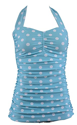 Aloha-Beachwear Rockabilly Vintage Look Neckholder Damen Badeanzug mit Polka Dots gepunktet Punkte M3039 (as3, Numeric, Numeric_36, Regular, Regular, Türkis/Weiss, S) von Aloha-Beachwear