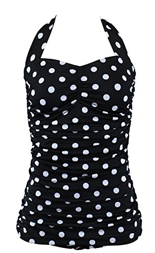 Aloha-Beachwear Rockabilly Vintage Look Neckholder Damen Badeanzug mit Polka Dots gepunktet Punkte M3039 (as3, Numeric, Numeric_38, Regular, Regular, Schwarz/Weiss, M) von Aloha-Beachwear