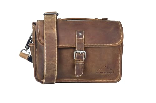 Alpenleder Messenger/Aktentasche - TOURER (Handgefertigt) - Nachhaltiges Bio-Leder aus regionaler Landwirtschaft | Umhängetasche, Kameratasche, Laptoptasche *Fair Produziert* (29x32x10cm)(Wild Camel) von Alpenleder