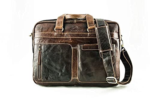 Alpenleder Aktentasche - CHIEMSEE (Handgefertigt) - Nachhaltiges Bio-Leder aus regionaler Landwirtschaft | Messenger Bag, Laptoptasche 15.6 Zoll *Fair Produziert* (40x30x20cm, Brandy) von Alpenleder