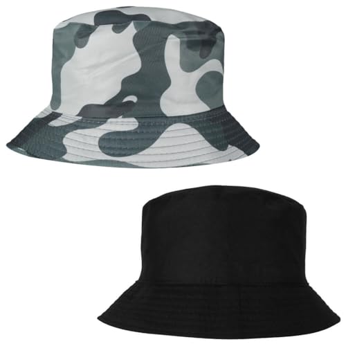 Alsino Anglerhut Fischerhut Sonnenhut Bucket Hat Hut Reversibel Freizeithut Outdoor Wende-Hut Sommermütze Herbst Camping Reisen Wandern - für Damen Herren Kinder, Farbe wählen:Camouflage 2 von Alsino