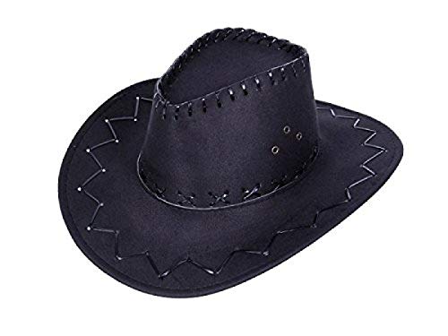 Alsino Cowboyhut Hut Faschingshut Cowboy Karneval Westernstyle Karnevalskostüm Faschingskostüm Herren Damen Kinder Leder Unisex Onesize (schwarz Kinder) von Alsino